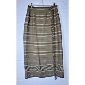 Lauren by Ralph Lauren Petites women brown striped wool skirt casual work 12P